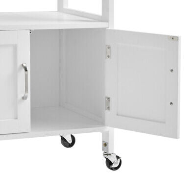 White Rolling Kitchen Storage Trolley with Drawer & Basket