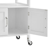 White Rolling Kitchen Storage Trolley with Drawer & Basket