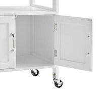 White Rolling Kitchen Storage Trolley with Drawer & Basket