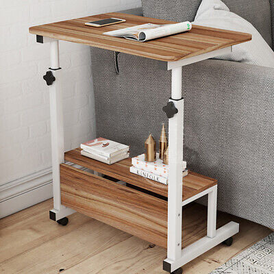 Foldable Height-Adjustable Overbed Laptop Table with Wheels