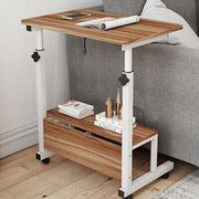 Foldable Height-Adjustable Overbed Laptop Table with Wheels
