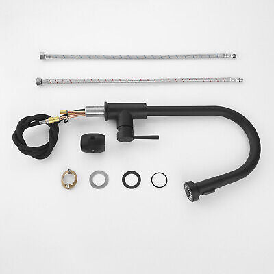 Matte Black Brass Pull-Out Kitchen Mixer Tap