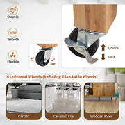 Bamboo Rolling Kitchen Island with 2 Drawers