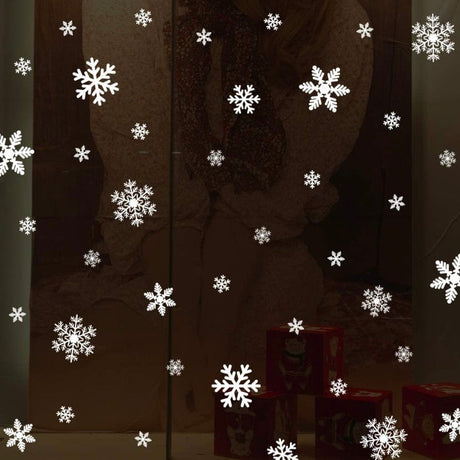 135Pcs Christmas Window Clings Snowflakes Window Decals Static Window Stickers for Christmas Decorations Window Décor Ornaments Xmas Party Supplies Thanksgiving Party Décor (5-Sheet)