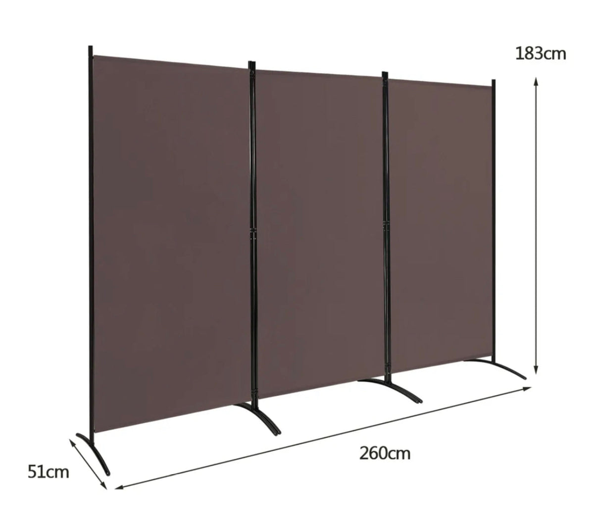 3-Panel Wood & Steel Folding Privacy Screen – 4 Colours