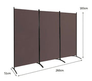 3-Panel Wood & Steel Folding Privacy Screen – 4 Colours