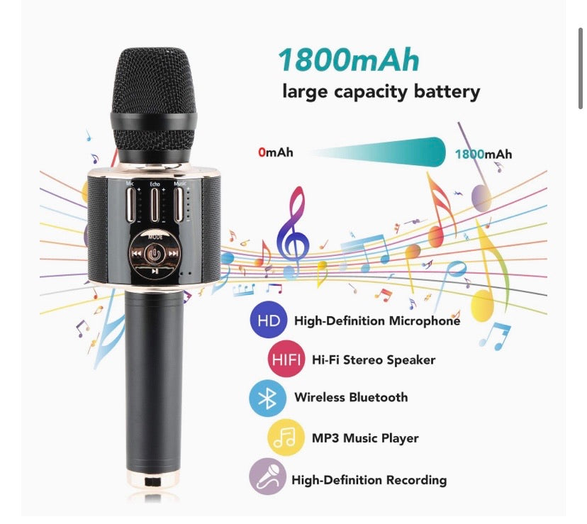 Tobeape 4-in-1 Bluetooth Karaoke Microphone with Voice Effects
