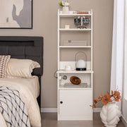 Nightstand Bedside End Side Table Bookshelf w/ Charging Station