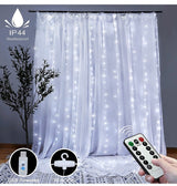 Curtain String Lights with Remote, LT 300 LEDs Window Curtain Fairy Lights 8 Modes 9.8ftx9.8ft USB Powered Fairy Lights for Party Bedroom Wall, Christmas Wedding Party Home Garden Outdoor Indoor Wall Decorations(Cool White)