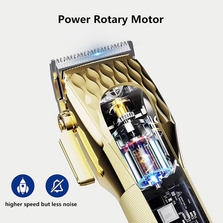 Fade King Hair Clippers for Men - Professional Clippers for Hair Cutting, Beard Trimmer Barbers Clippers for Men Women Kids Clipper Set Cordless & LED Display, All Metal Quiet Motor(Gold)