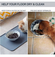 Silicone Waterproof Dog Cat Pet Food Mats Tray - Non-Slip Food Grade Pet Dog Cat Bowl Mats Placemat Pet Feeding Mat Waterproof Dog Placemat for Small Animals (L(18.7" x 11.8"), Grey)