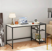 Computer Desk with 2-Tier Shelves – White & Black