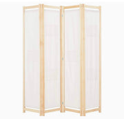160 × 170 cm 4-Panel Cream Room Divider with 6 Storage Pockets