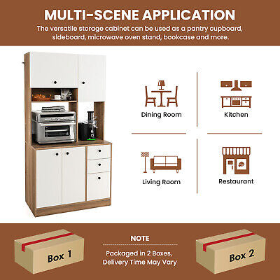 180 cm Tall Kitchen Pantry Cabinet with 3 Drawers