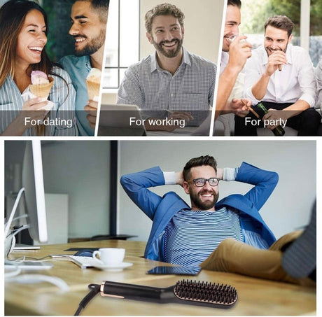 Beard Straightener, 3IN1 Hair Straightener Comb, Comb Straightener with AU Plug, Beard Brush for Man, Hair Straightening Styling Comb, Electric Hair Straightener Brush