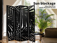 Black Paulownia-Wood 4-Panel Folding Room Divider