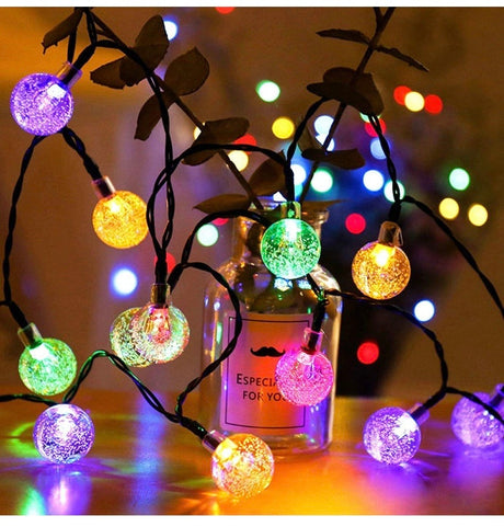 Solar String Lights Garden Lights 21.3ft Waterproof 8 Modes Outdoor Festival Lights Crystal Ball Decorative Fairy Lights for Patio Yard Home Wedding Parties