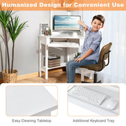 White Corner Computer Desk with Hutch & Keyboard Tray