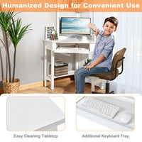 White Corner Computer Desk with Hutch & Keyboard Tray