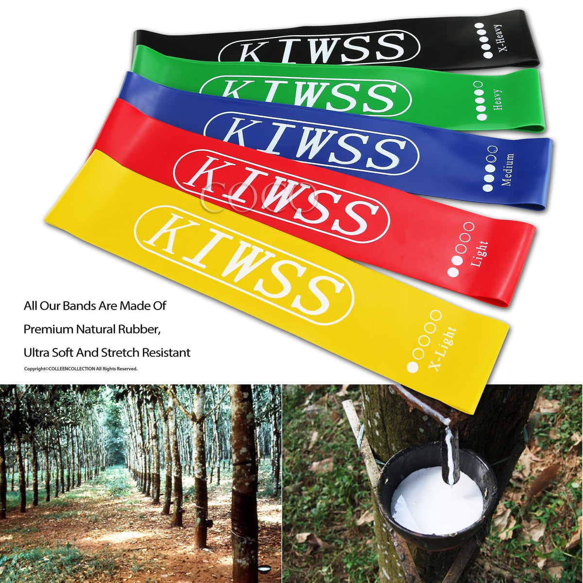 Natural-Latex Exercise Resistance Bands – 5 Piece Set