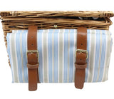 Picnic Basket Set for 4 Persons | Large Willow Hamper with Large Insulated Cooler Compartment, Free Waterproof Blanket and Cutlery Service Kit-Classical Brown