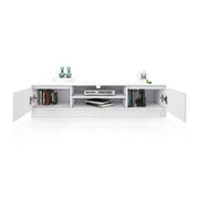 White TV Stand with 2 Doors & Storage