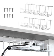 2-Pack White Under-Desk Metal Cable Trays – 16 Inch