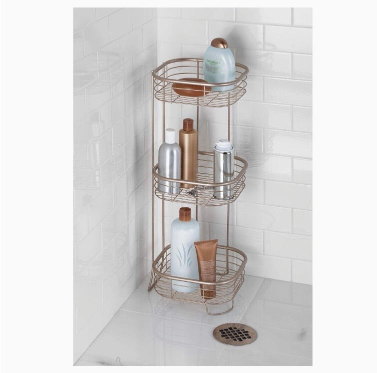 3-Tier Freestanding Steel Bathroom Organiser – Satin Finish