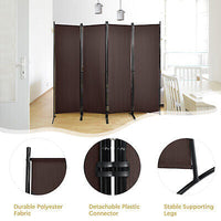 220 × 173 cm 4-Panel Brown Fabric Room Divider