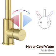 Brushed Gold Brass Kitchen Mixer Tap – 360° Swivel