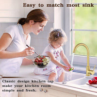 Brushed Gold Brass Kitchen Mixer Tap – 360° Swivel