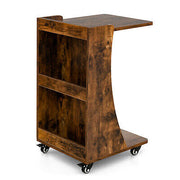 Rolling C-Shaped Sofa Side Table