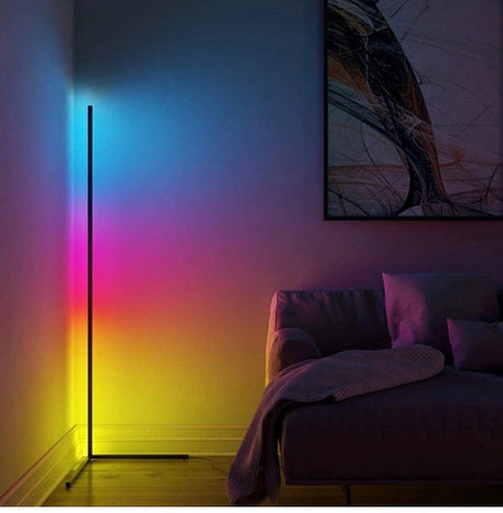 RGB Floor Lamp, Corner Floor Lamp with Remote Control, RGB Colour Changing Standing Lights, Nordic Minimalist Living Room Floor Lamp, Standing Light for Living Room Decor (RGB)