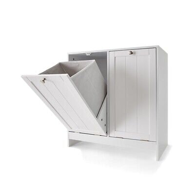 Tilt-out White Laundry Hamper Cabinet Storage Shelf Washing Clothes Free Postage