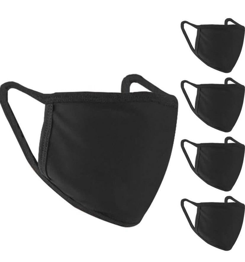 Reusable Two-Layer Cotton Fabric Face Masks – 5 Pack