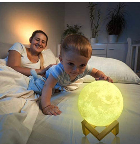 Moon Lamp 3D Printed Dimmable Timer Moonlight, 16 Colors with Stand & Remote & Touch Control & USB Rechargeable, Lunar Night Lamp Decor Birthday Gifts for Lover Kids Friend Party Bedroom (4.7 Inch)
