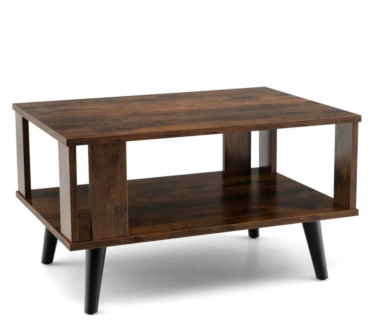 Mid-Century Coffee Table with Open Storage Shelf