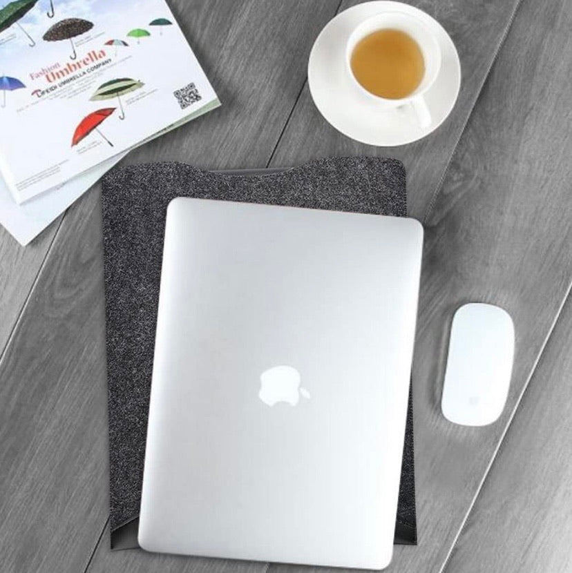 Leather and Felt Hybrid Laptop Sleeve