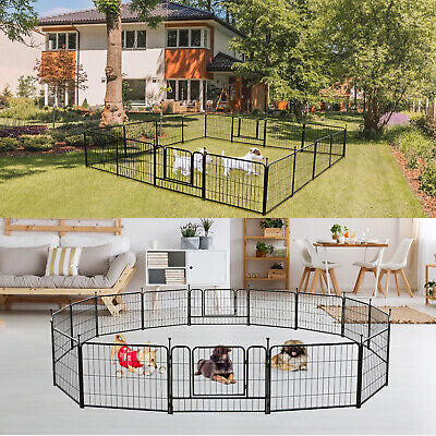 16-Panel 61cm Foldable Metal Dog Playpen with Door