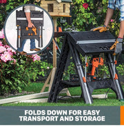 Multi-Function Work Table and Sawhorse with Quick Clamps and Pegs