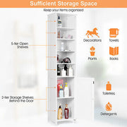 Bathroom Storage Cabinet 7-Tier Shelves Wooden Cupboard Tallboy White/Grey 182CM