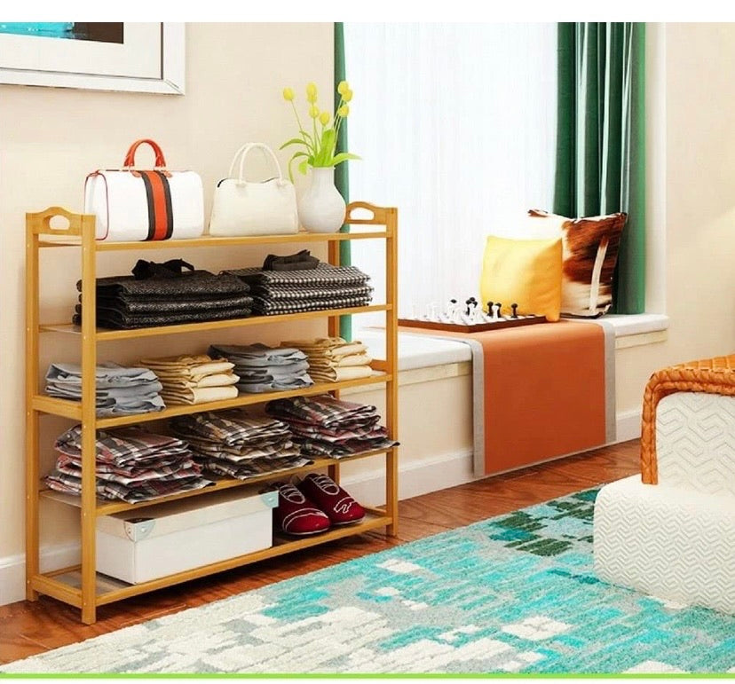 4-Tier Bamboo Shoe Rack – 66 × 23 × 68 cm