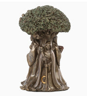 Sarimoire Altar Tarot Cloth Goddess Statue Tree of Life 5.5 in Cold Cast Bronze Statue Wicca Supplies Triple Moon Pentagram Pentacle Pendant Altar Supplies Kit