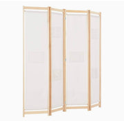 160 × 170 cm 4-Panel Cream Room Divider with 6 Storage Pockets