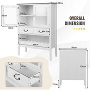 2-Door Liquor Coffee Bar Cabinet Freestanding Buffet Sideboard Wine Rack Drawers
