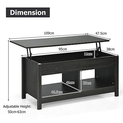 Lift-Top Coffee Table with Open & Hidden Storage