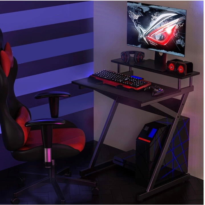Computer Desk with Storage Shelf Modern Study Writing Table fit Working/Eating/Gaming for Small Spaces Black