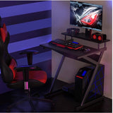 Computer Desk with Storage Shelf Modern Study Writing Table fit Working/Eating/Gaming for Small Spaces Black