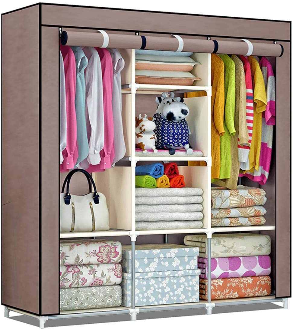 165 cm Portable Fabric Wardrobe with Hanging & Shelf Storage – 6 Colours