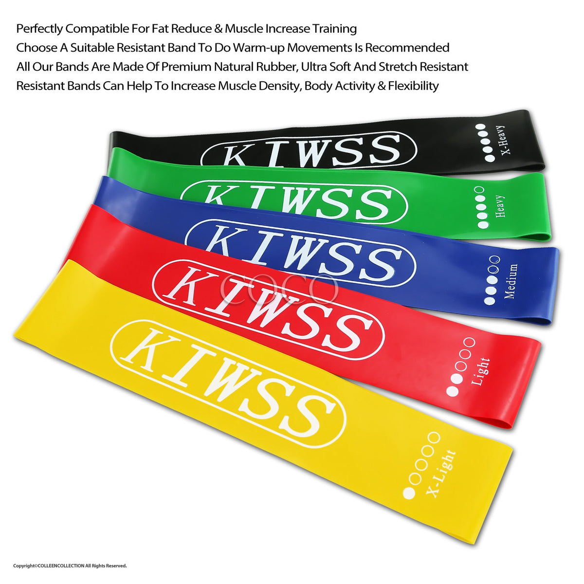Natural-Latex Exercise Resistance Bands – 5 Piece Set